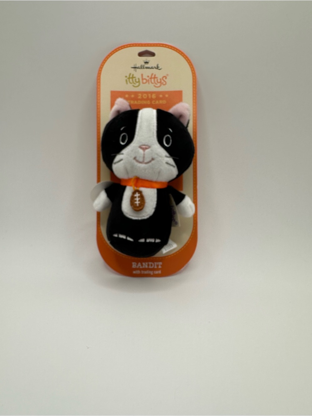 Hallmark itty bittys Black & White Bandit Cat Plush with Orange Collar